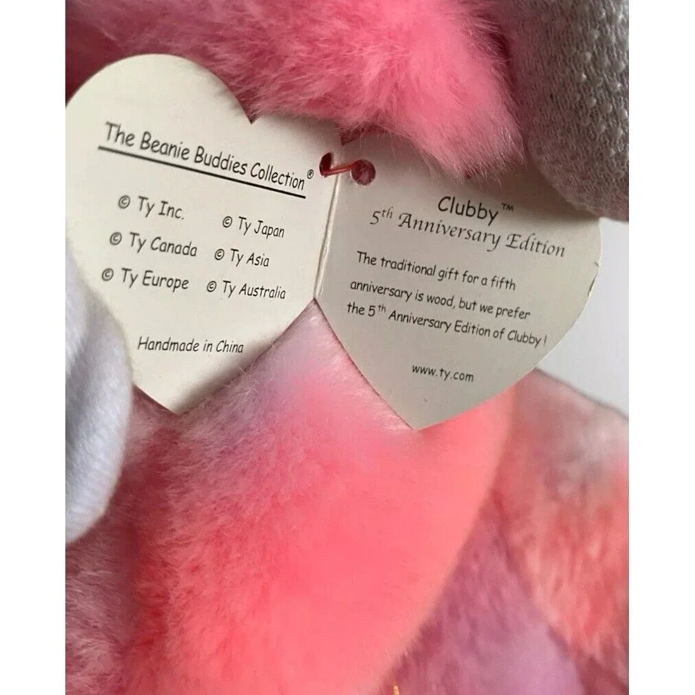 Beanie Babies Clubby Official Club Bear 5th Anniversary Edition Pink 13 Inch New